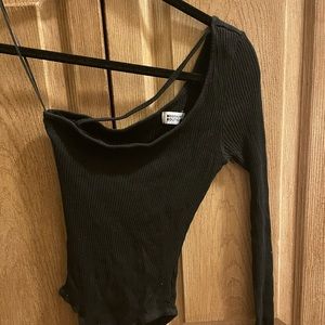Beginning Boutique one sleeve ribbed bodysuit